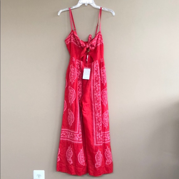 NEW • Free People • Feel The Sun Jumpsuit Red 0 - Picture 4 of 5